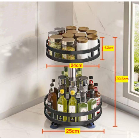 SpinShelf 2 Camadas – Prateleira Rotativa 360° Multiuso | Alta Durabilidade