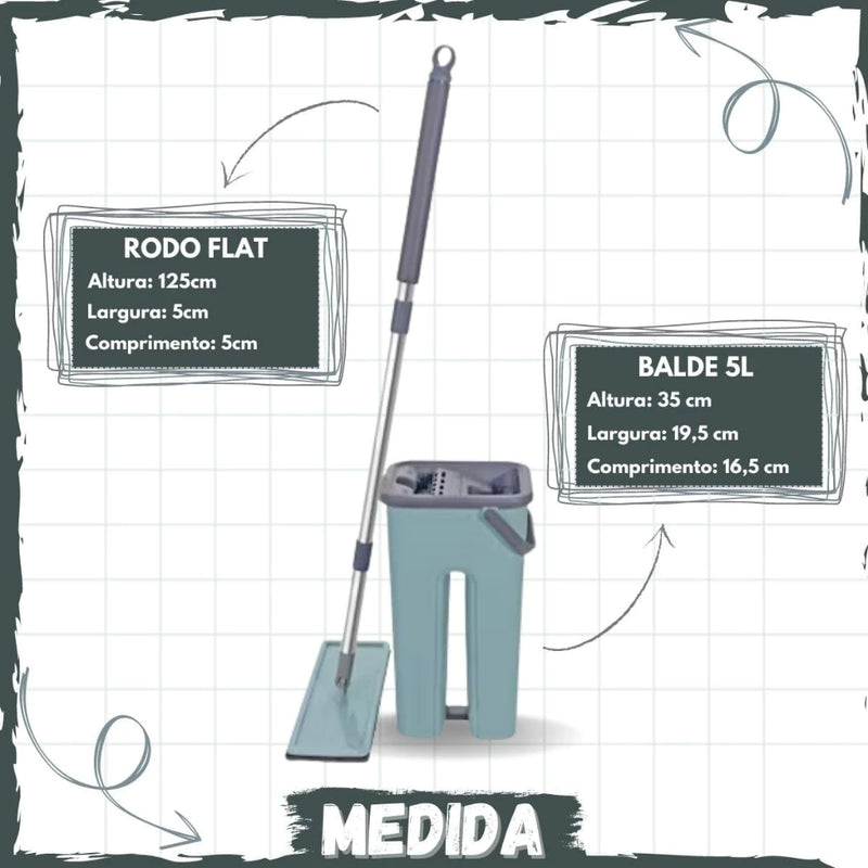 Mop Flat com Balde 6L | 2 Refis e Cabo Extensível Inox