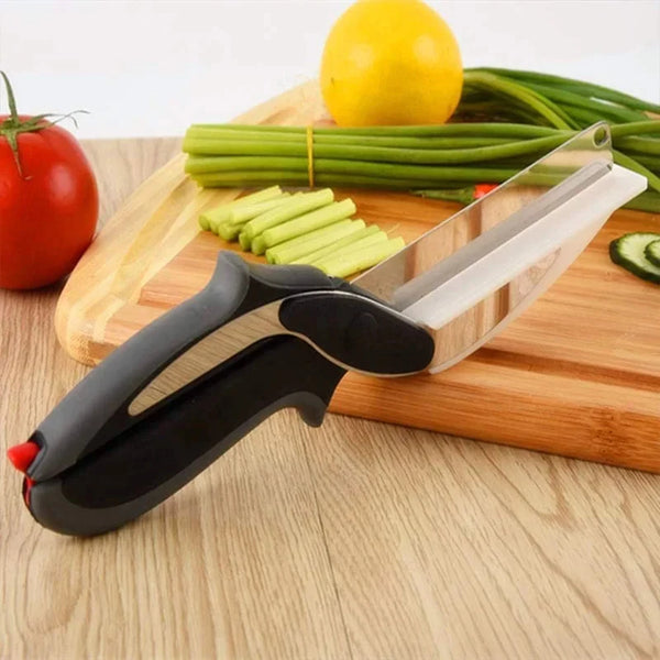 Tesoura CleverCutter Inox 2 em 1 – Fatiadora de Legumes e Verduras Mul